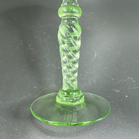 Vintage Uranium Stemware Glasses Cups Clear Etched UV Glowing Cups Barware Set 3 - Picture 13 of 16